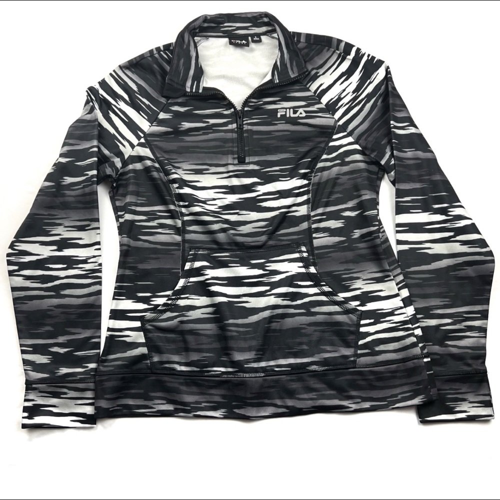 Fila Sport Zebra Animal Print Zip Sweater Small